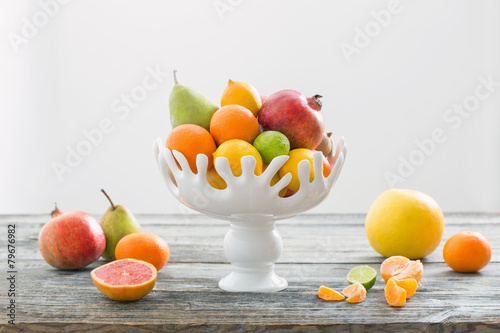 still life with fruits in vase