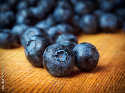 Blueberries on Wooden Surface