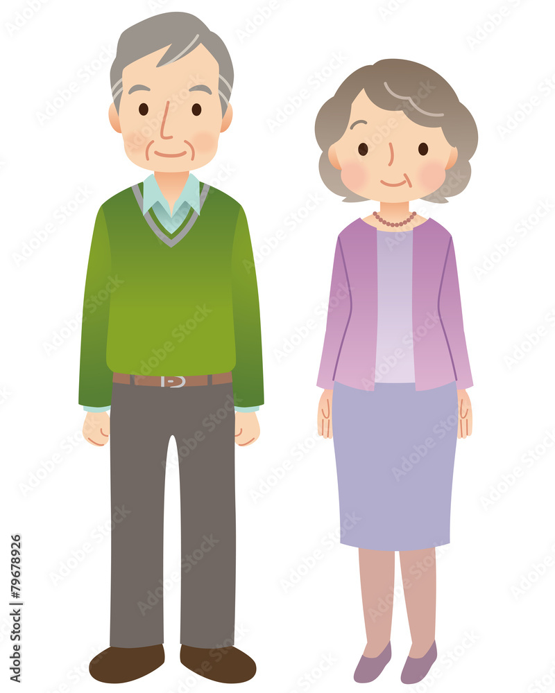 高齢者男女　夫婦　シニア　表情