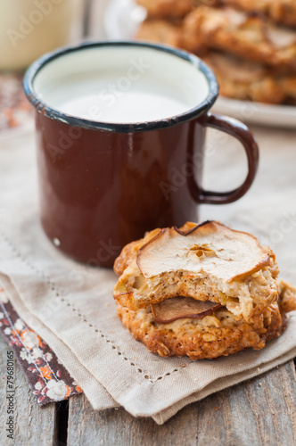 Apple Oat Cookies with a Mug of Milk