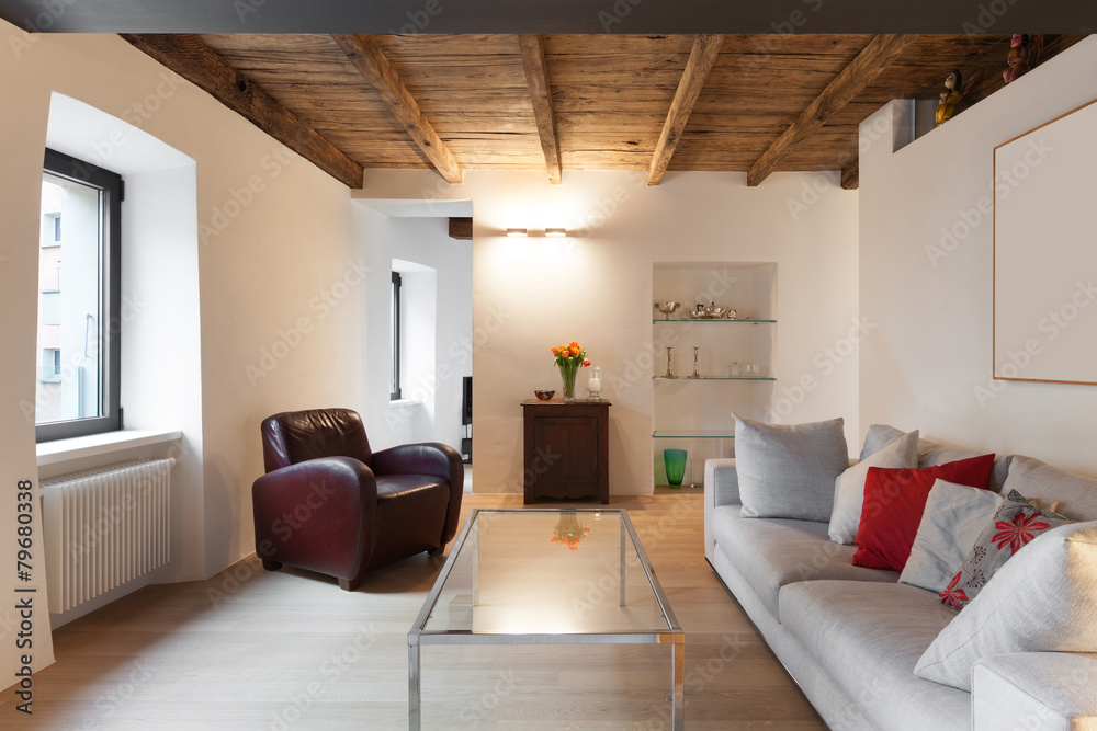 Fototapeta premium comfortable loft furnished, living room.