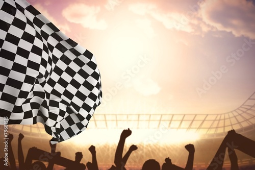 Composite image of checkered flag photo