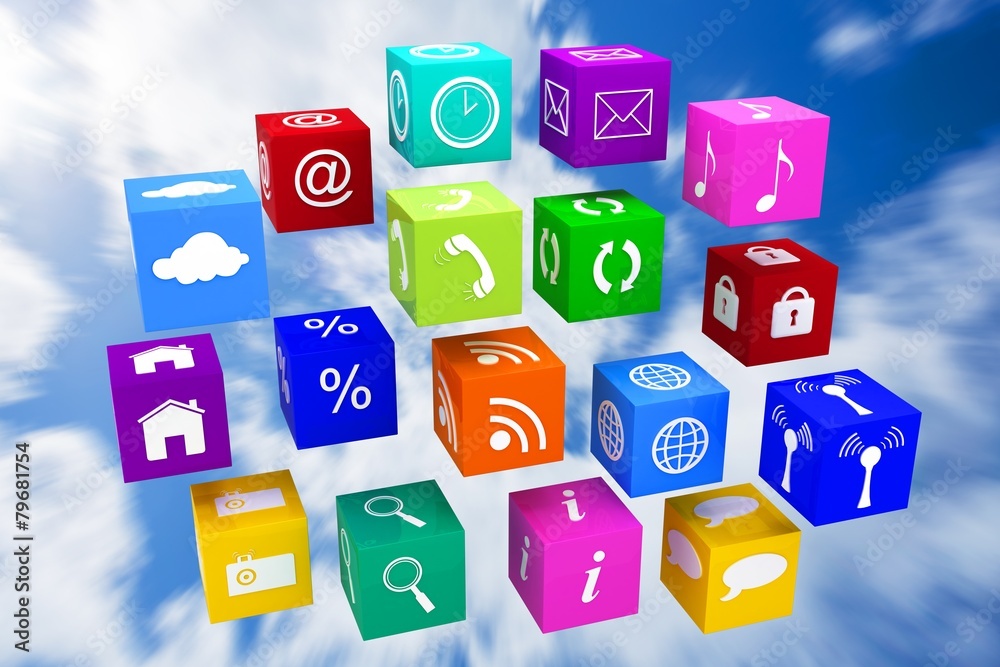 Composite image of app cubes Composite image of app cubes