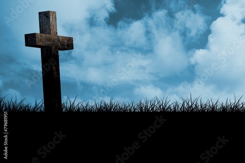 Composite image of wooden cross