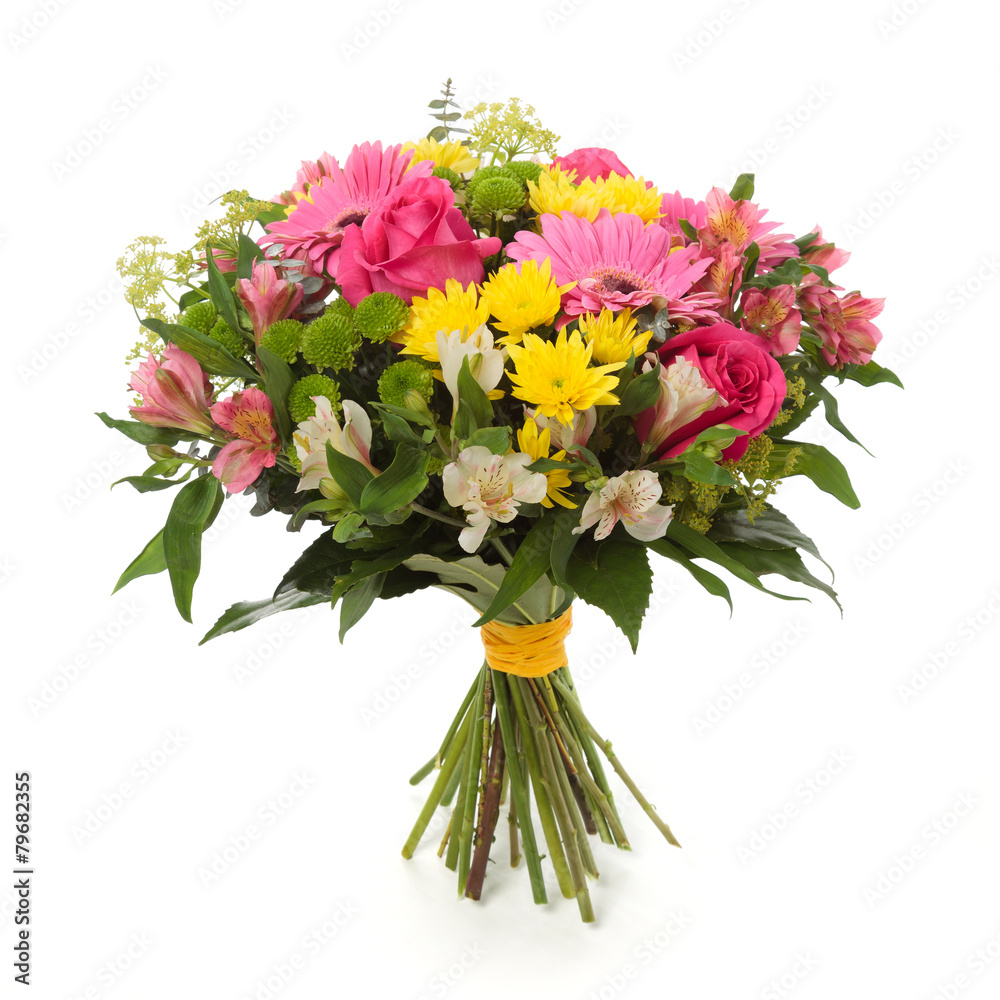 bouquet made of  Alstroemeria, Gerber, Rose and Chrysanthemum fl - obrazy, fototapety, plakaty 