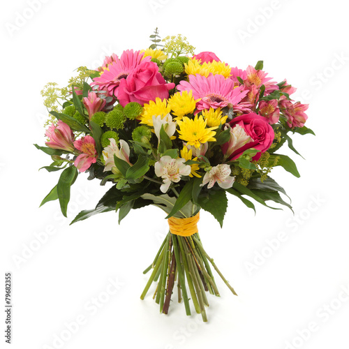 Print op canvas bouquet made of  Alstroemeria, Gerber, Rose and Chrysanthemum fl