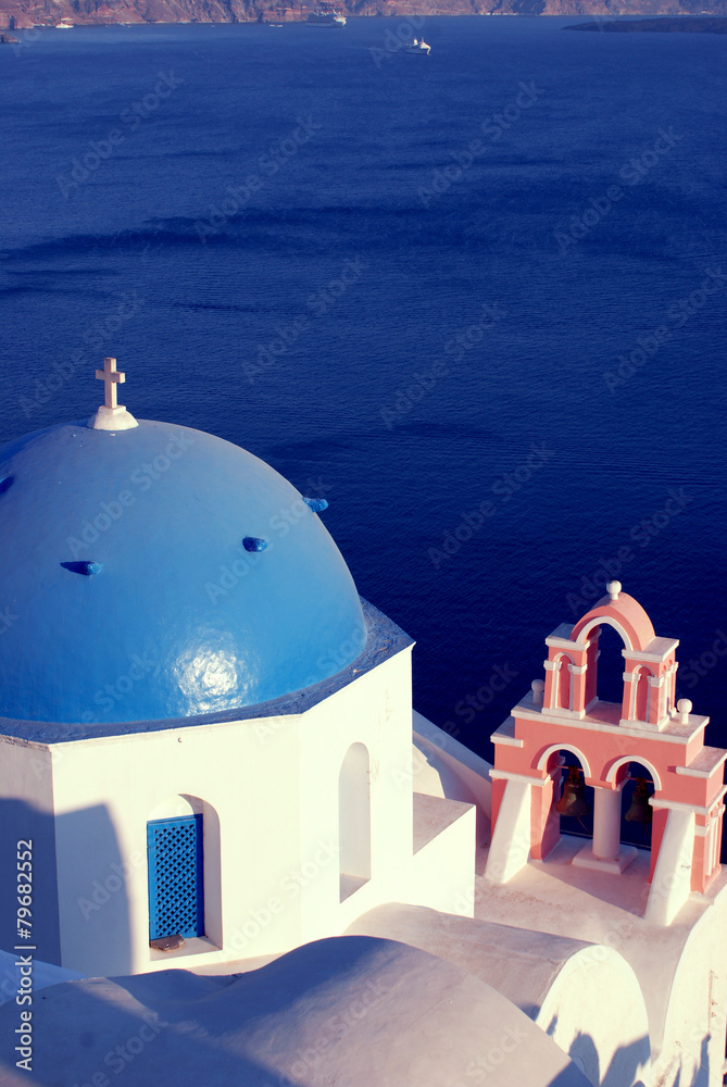 Blue chapel in Oia, Santorini
