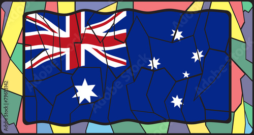 Australia Flag On Stained Glass Window