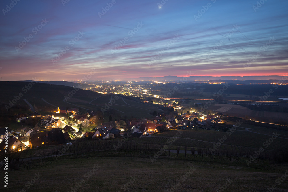 villages after sunset near Freiburg, Germany