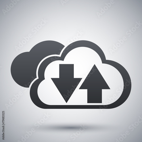 Vector cloud computing download and upload icon