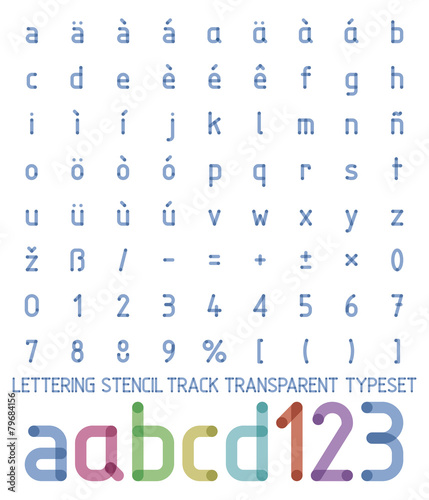 lettering stencil track transparent typeset