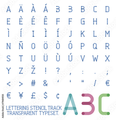 lettering stencil track transparent typeset