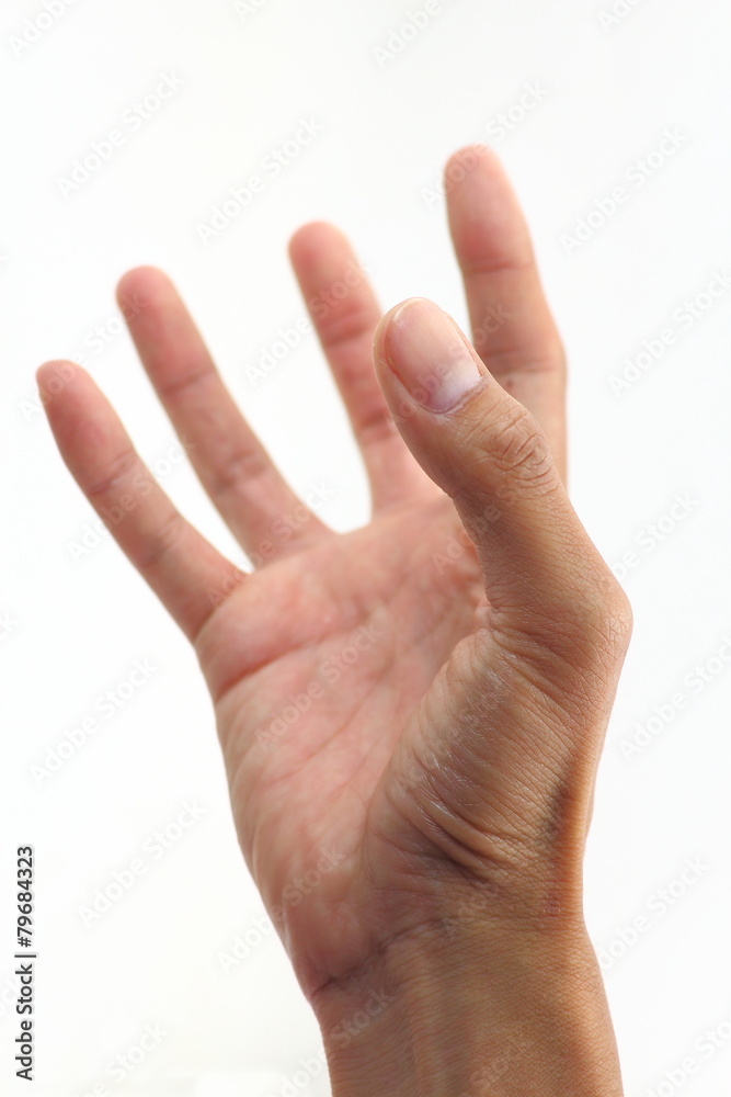 reaching  by right hand