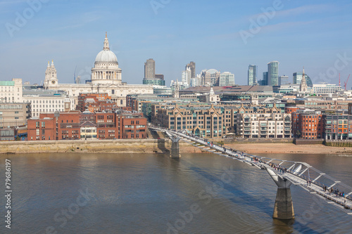 Fototapeta Naklejka Na Ścianę i Meble -  St Paul Cathedral and Millennium Bridge in London