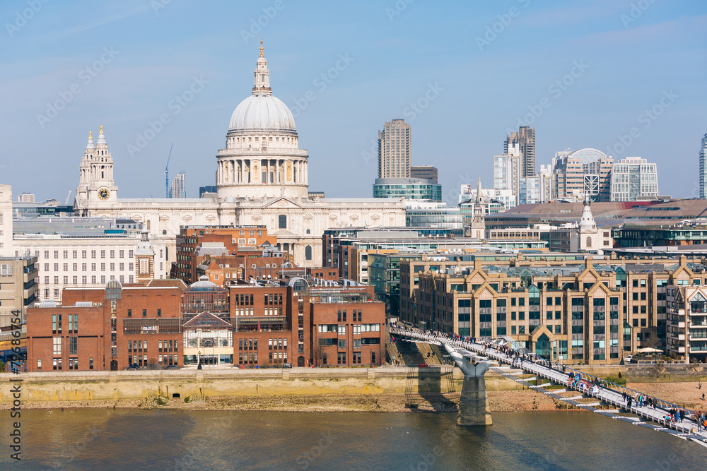 St Paul Cathedral and Millennium Bridge in London
