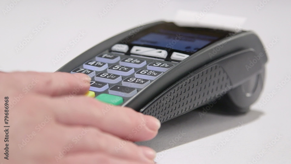 Swiping card through credit card terminal and printing receipt Swiping card through credit card terminal and printing receipt