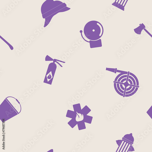 Seamless background with firefighter flat