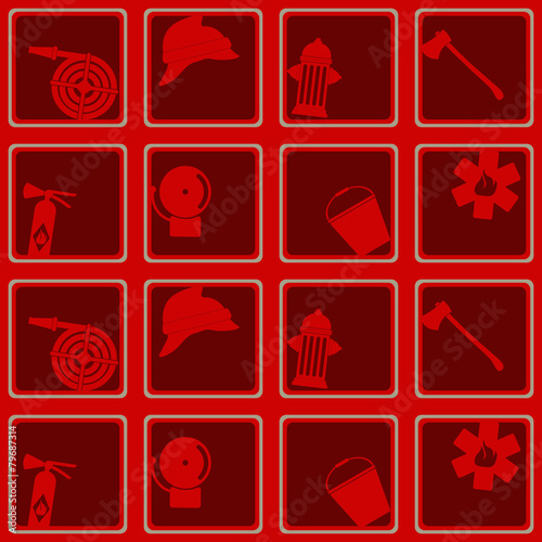 Seamless background with firefighter flat