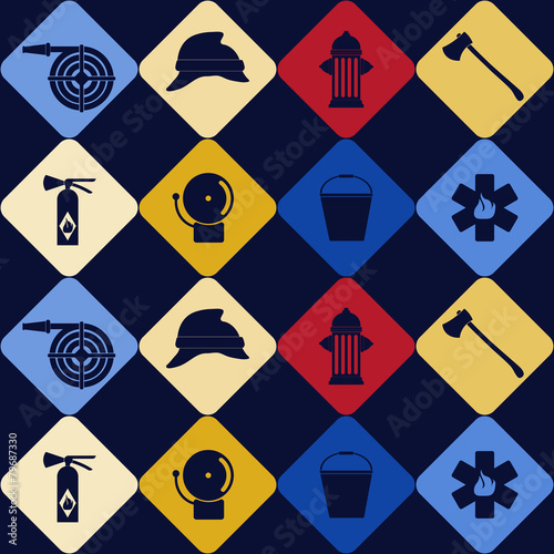 Seamless background with firefighter flat