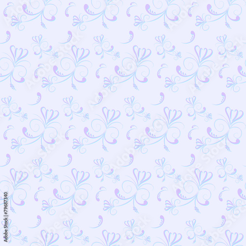 Swirl Floral Seamless Pattern-Violet and Blue