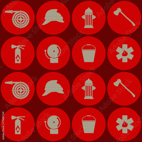 Seamless background with firefighter flat