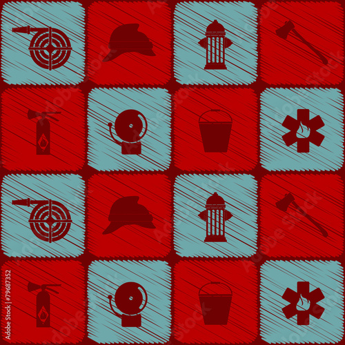 Seamless background with firefighter flat