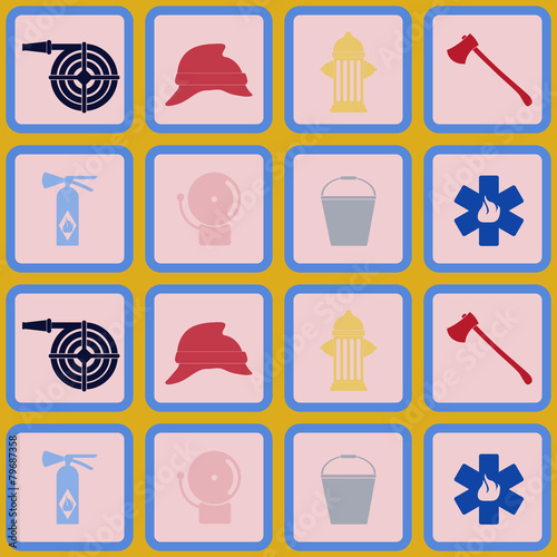 Seamless background with firefighter flat