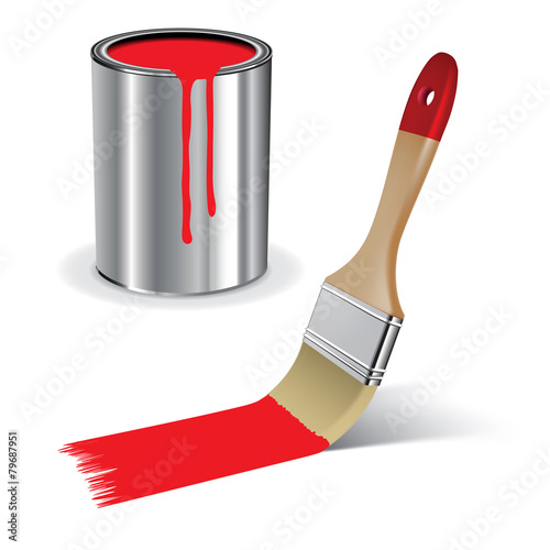 Brush and paint can
