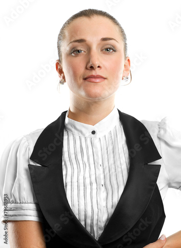young businesswoman looking on camera