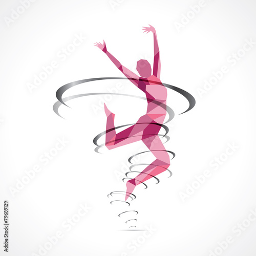 tornade-femme sautant-low poly
