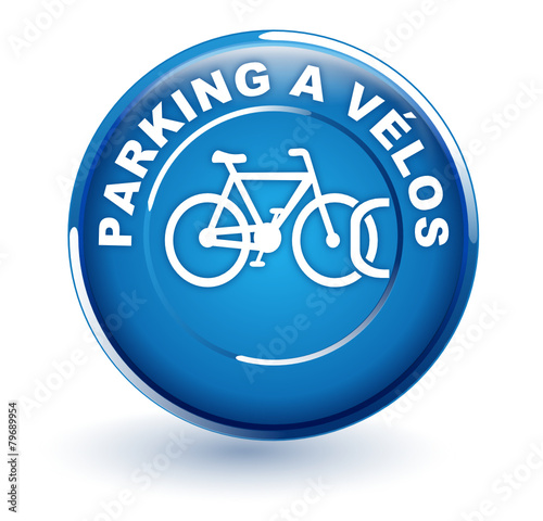 parking à vélos sur bouton bleu