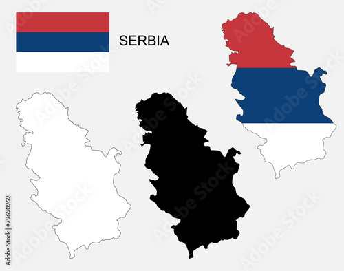 Serbia map and flag vector  Serbia map  Serbia flag