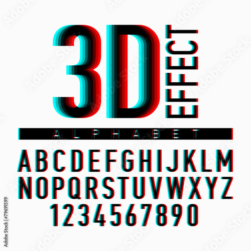 3D effect alphabet and numbers
