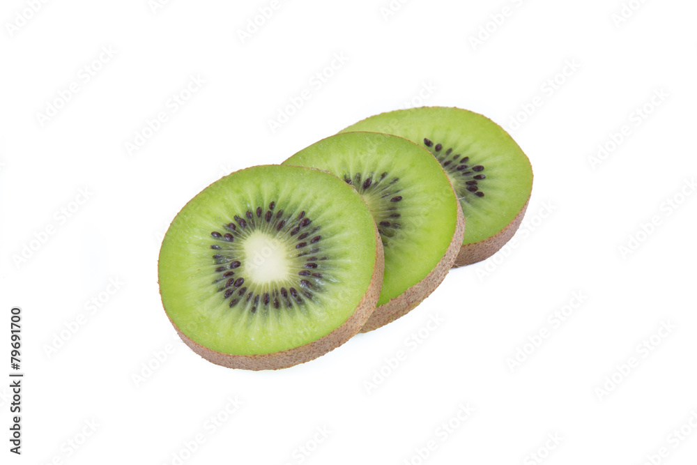 Kiwi fruit slices isolated on a white background Kiwi fruit slices isolated on a white background