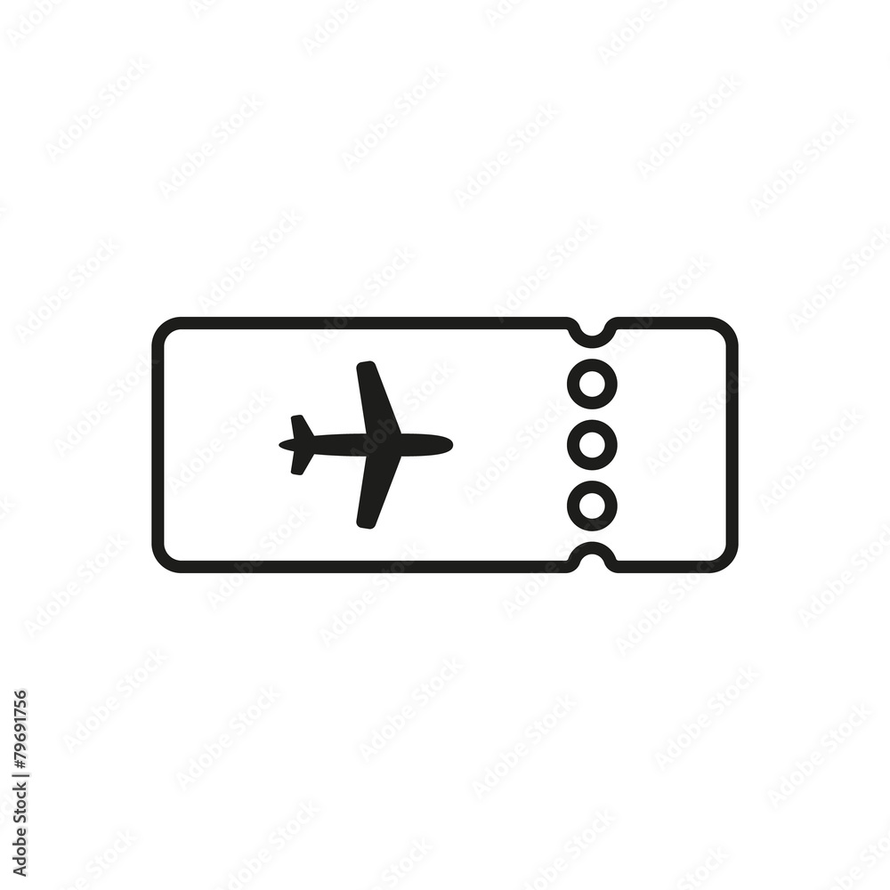 The blank ticket plane icon. Travel symbol. Flat The blank ticket plane icon. Travel symbol. Flat