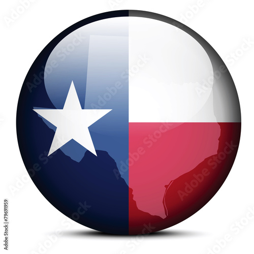 Map on flag button of USA Texas State