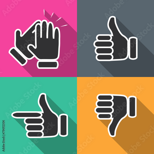 Icons in flat hand gestures vector illustration