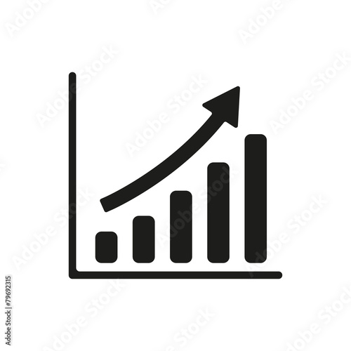 The growing graph icon. Progress symbol. Flat