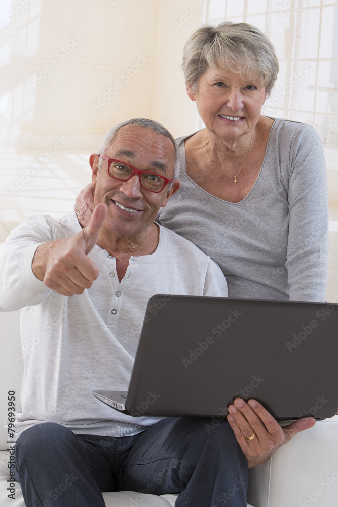 couple senior, informatique couple senior, informatique