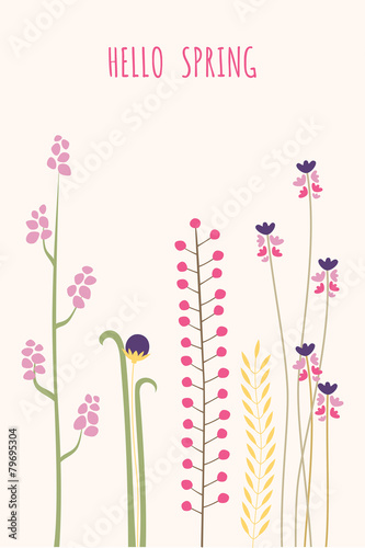 Vector illustration with template text hello spring