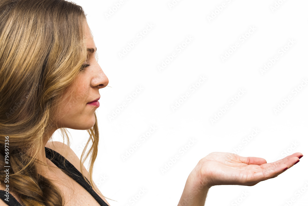 Beautiful Woman With His Open Hand Beautiful Woman With His Open Hand