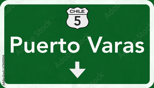 Purto Varas Chile Highway Road Sign photo