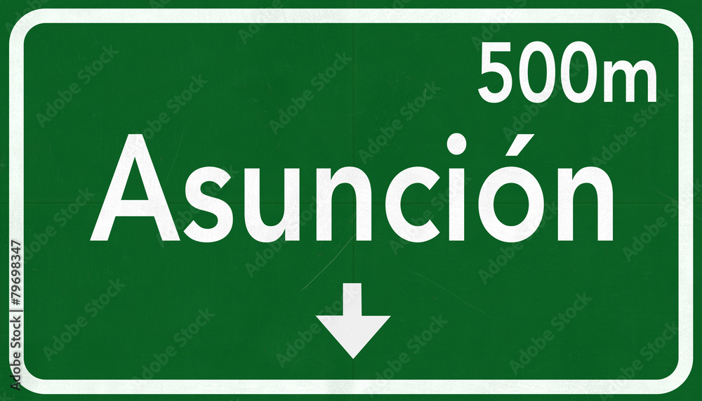 Asuncion Paraguay Highway Road Sign