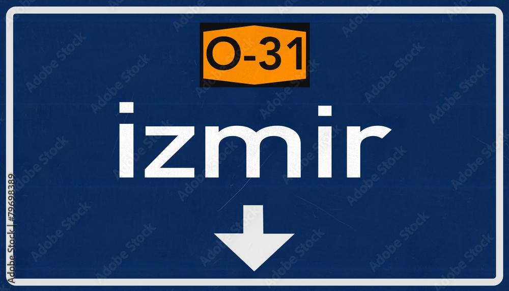 Naklejka premium Izmir Turkey Highway Road Sign
