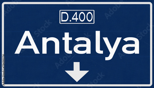 Antalya Turkey Highway Road Sign