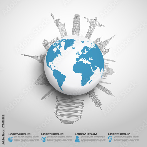 World monument sketch vector