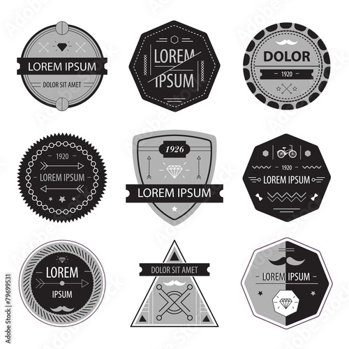 set of vector hipster modern labels, icons