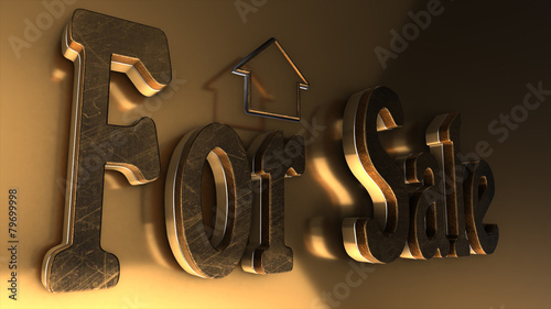 Zu verkaufen auf goldenem Hintergrund