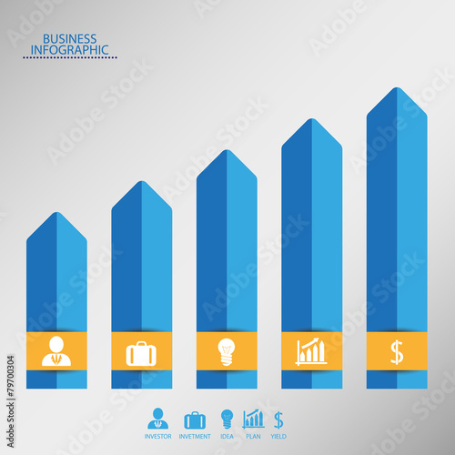 infographic with growth graph and icons