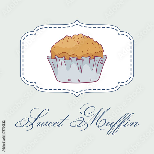 Vector illustartion of hand drawn muffin.